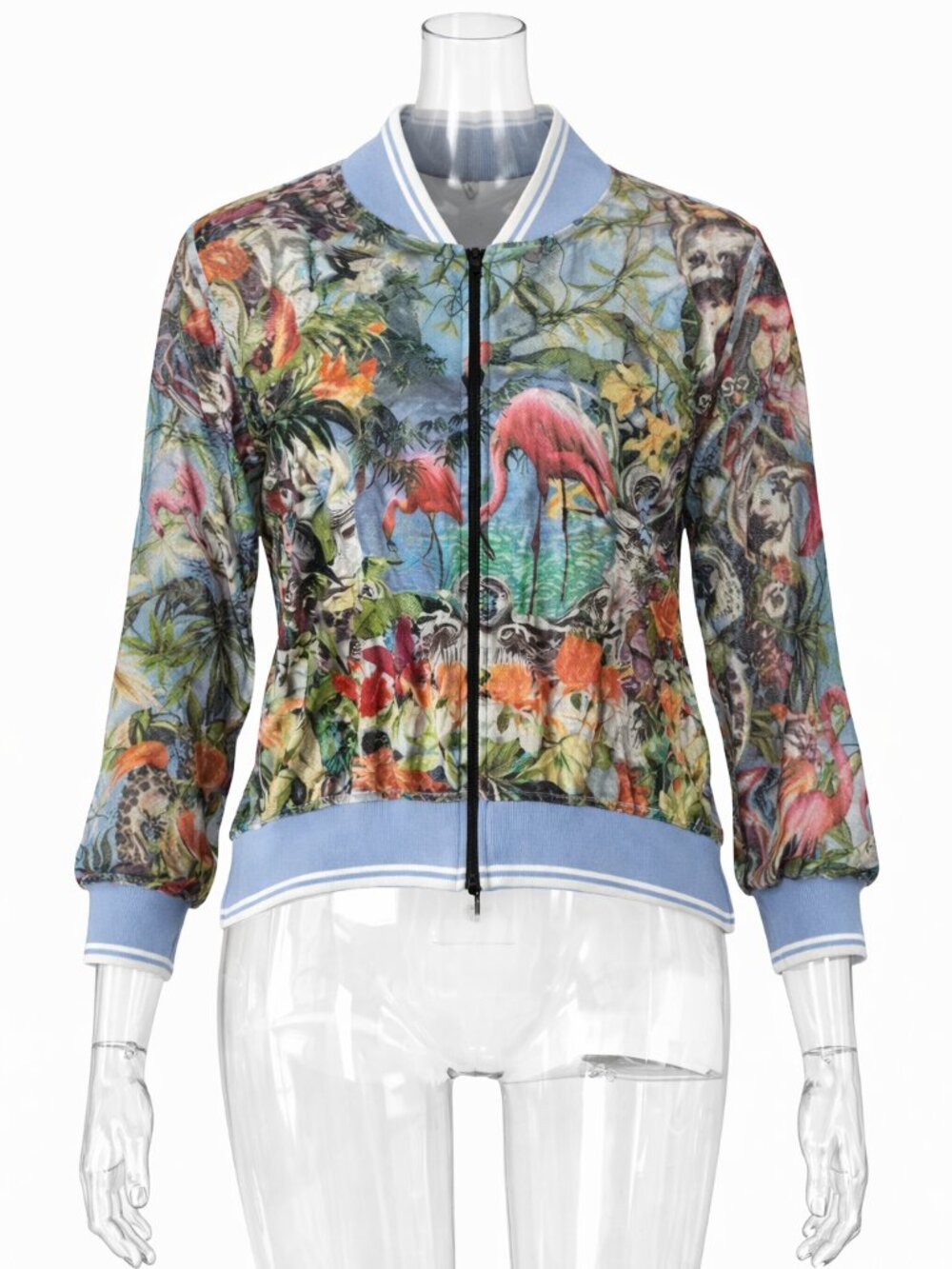 Jean Paul Gaultier Vintage Flamingo Mesh Y2K Zip-Up Jacket – Size Medium
